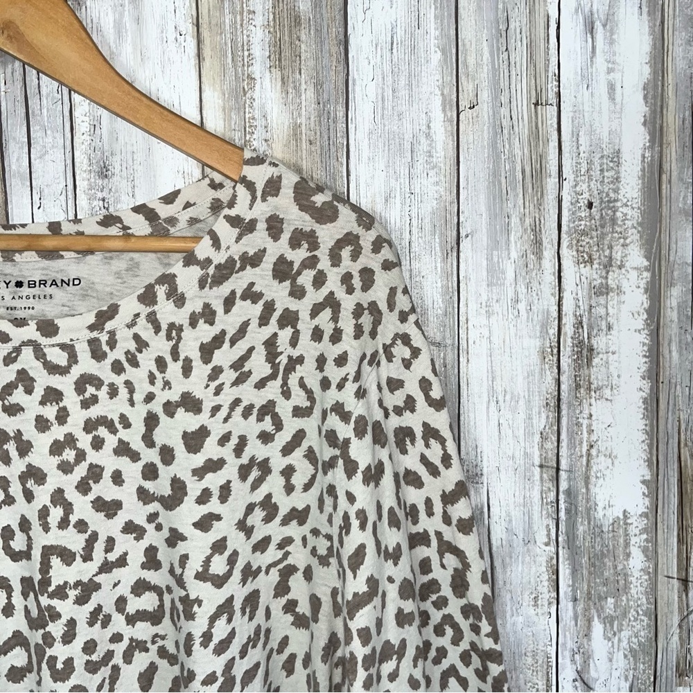 Lucky Brand Leopard Print Top 3X Plus Size Boho Oversized Tee Cream Brown - Picture 4 of 5